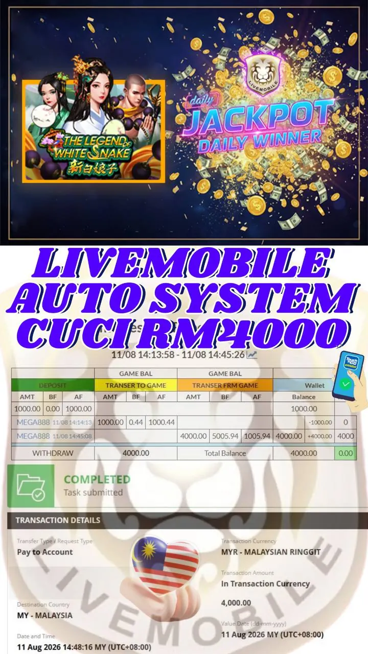 Rekod sistem auto pelanggan Livemobile The Legend of White Snake bernilai RM4,000